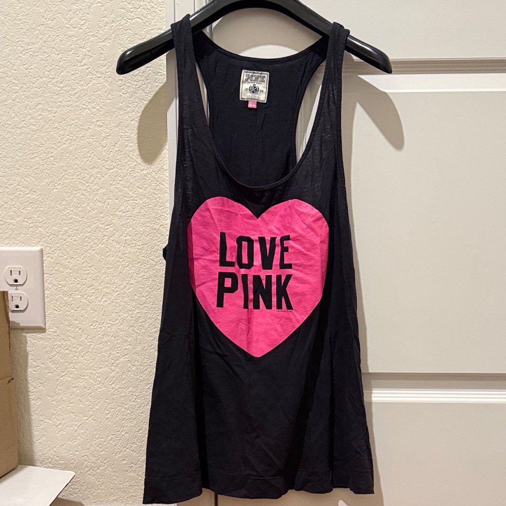 PINK Victoria's Secret Black Top with Pink Tag Accent